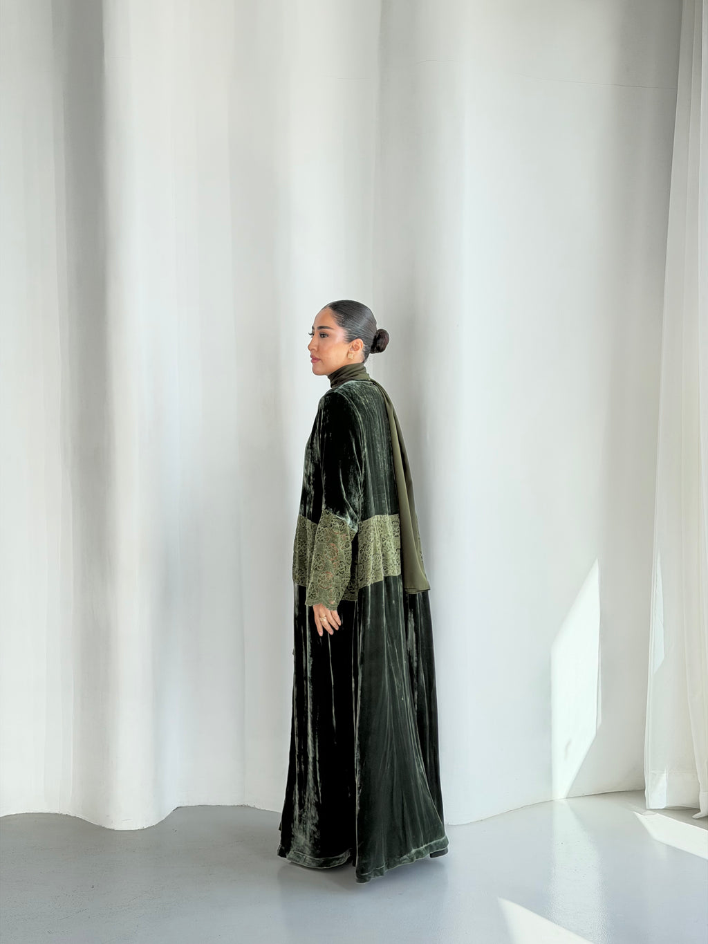 Green Flowers Loom Abaya