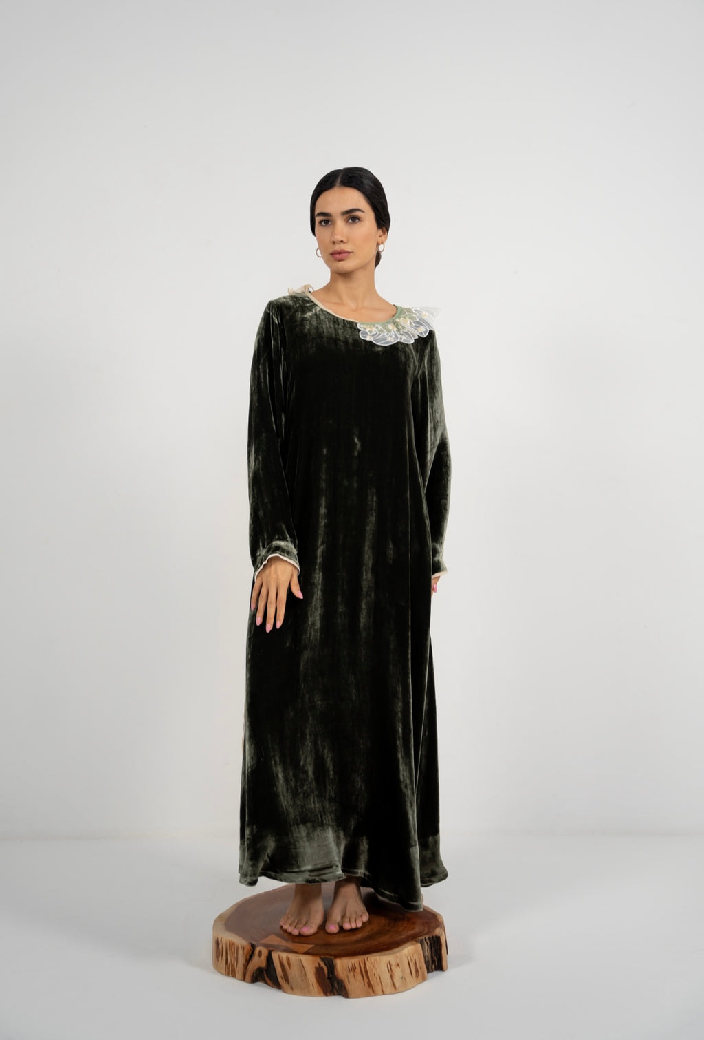 Moss Velvet Loom Dress