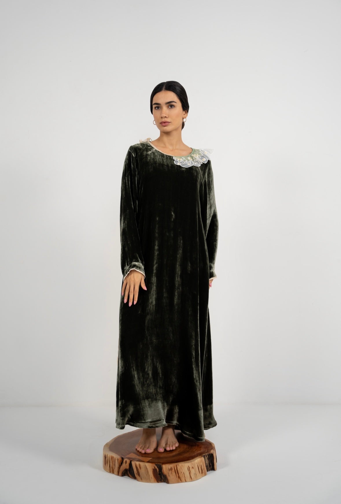 Moss Velvet Loom Dress